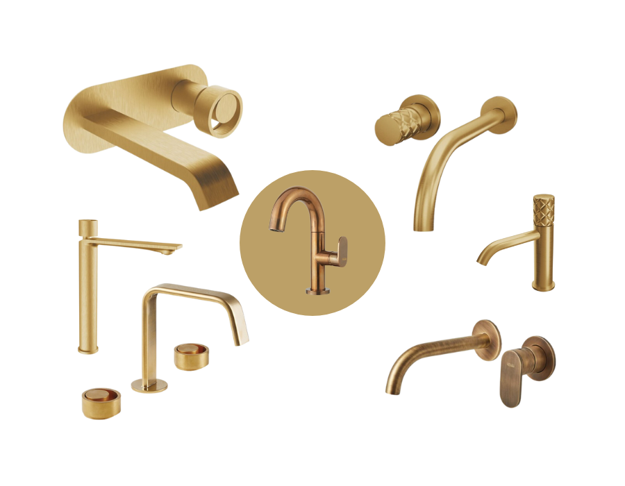 βρύσες μπαταρίες μπάνιου χρυσές και bronze